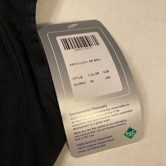 Asics Womens Black Lock Front Zip Sports Bra, Size Medium 36D - Picture 7 of 13